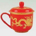 紅瓷老板杯/中國(guó)龍紅瓷杯
